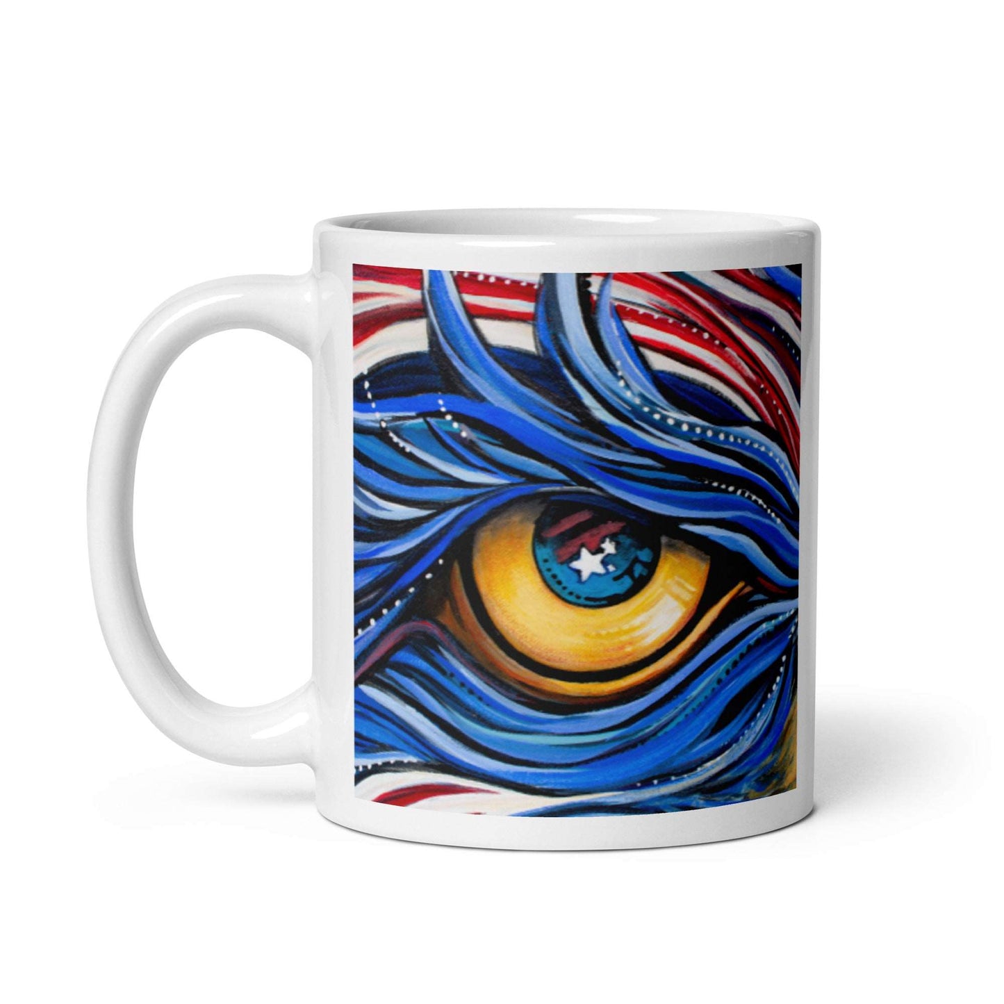 Eagle Eye, White glossy mug