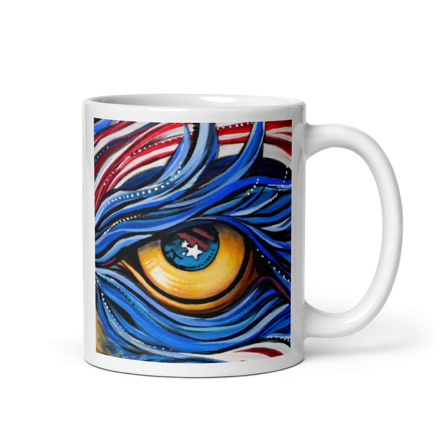 Eagle Eye, White glossy mug