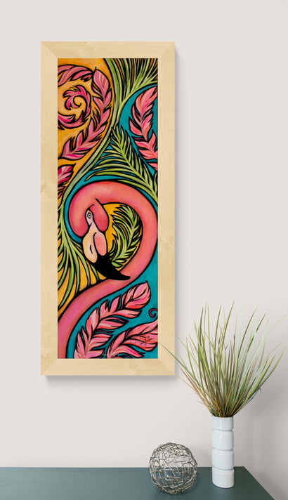 FLAMINGO BABY, Original abstract canvas Painting For Sale-Abstract Flamingo