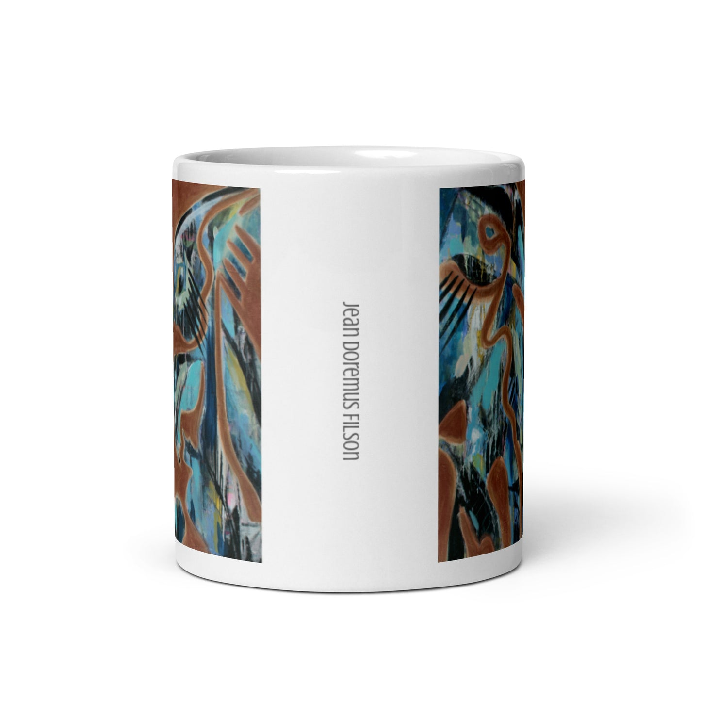 Crow & Parrot, White glossy mug