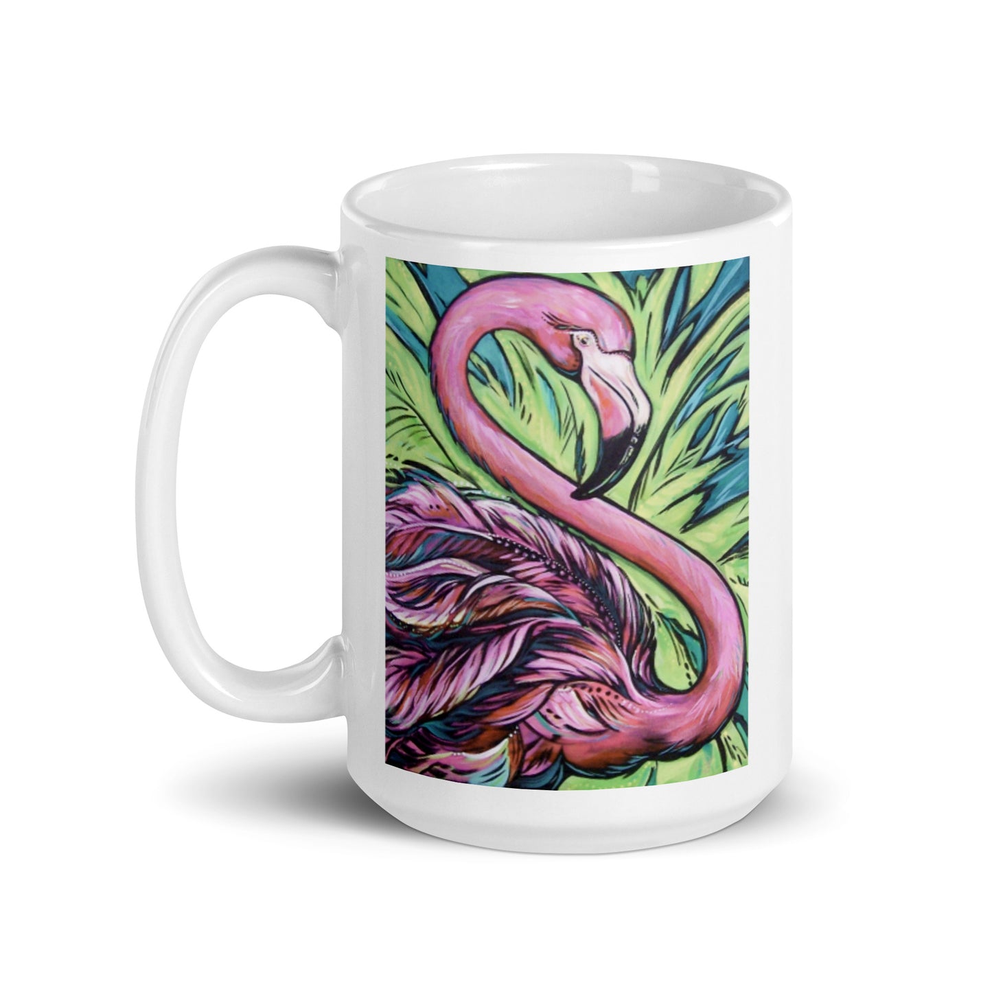 High Tide, Flamingo White glossy mug